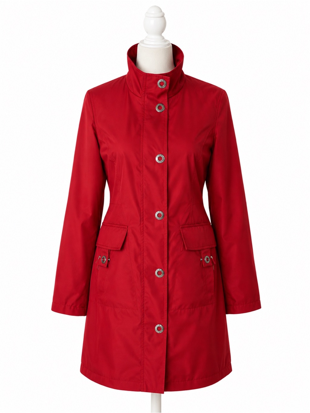 Michael Michael Kors Women’s Red Zip Snap Front Rain Trench Coat Jacket Size S